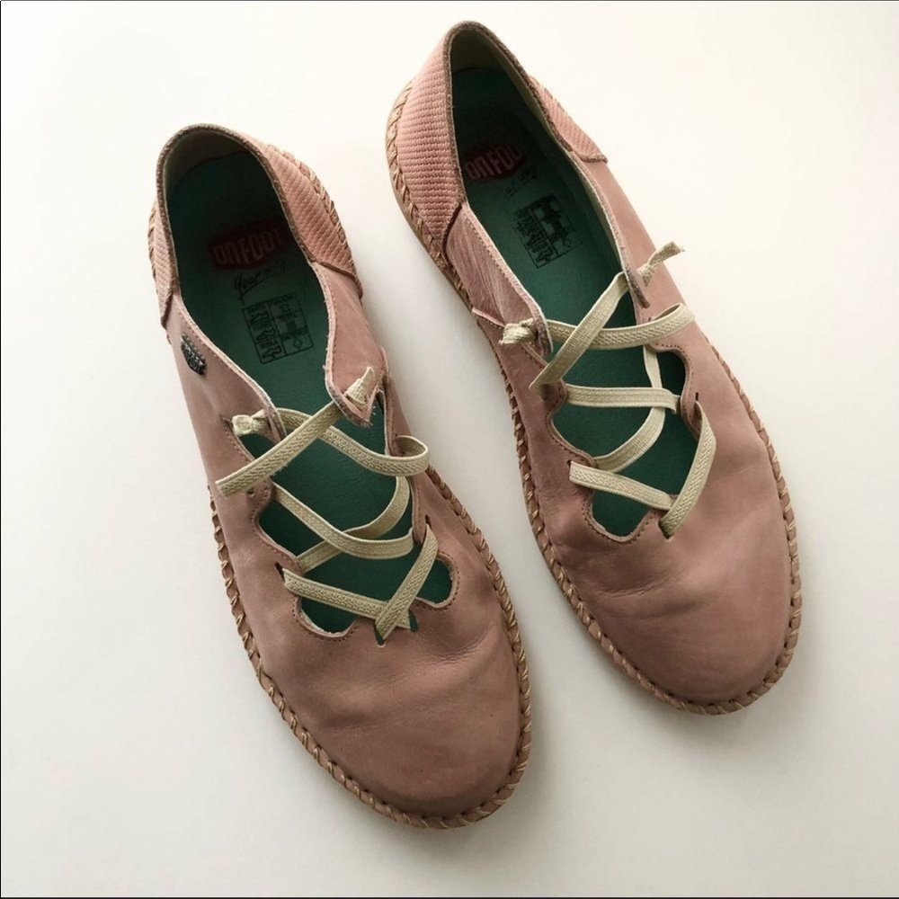 On Foot Pink Suede Leather Slip on Shoes 41